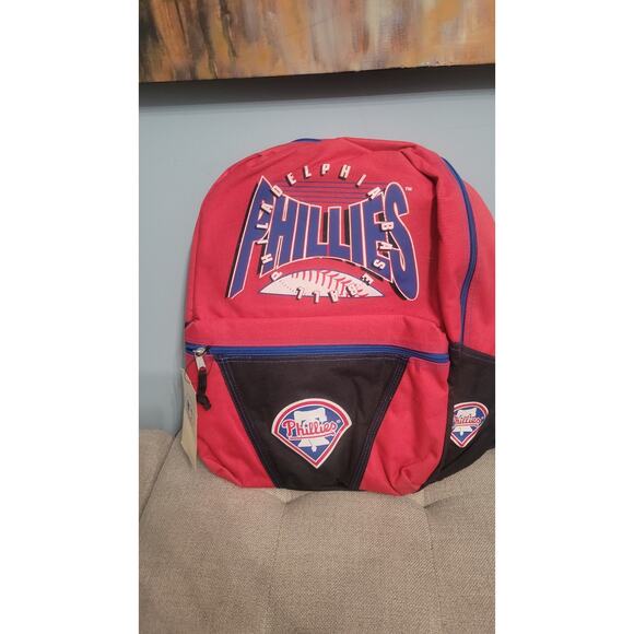 Vintage Philadelphia Phillies MLB Backpack by ProWorks Red Black NWT 90s - Picture 1 of 9